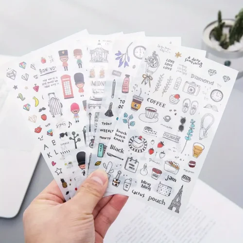 6pcs Watercolor Sticker Set for Journals & Albums