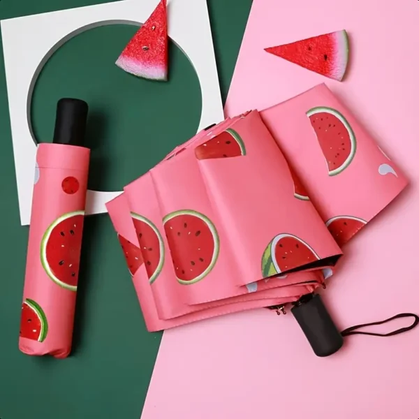 Compact Folding Umbrella - Watermelon Slice Design